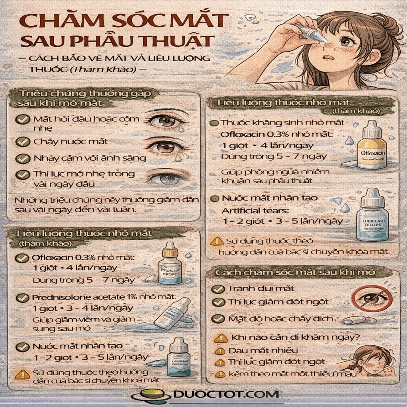 Chăm sóc mắt sau phẫu thuật